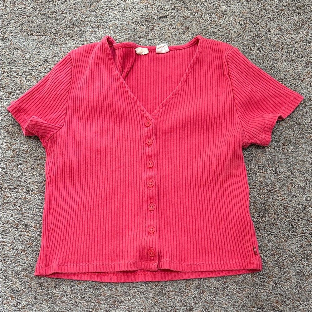 Levi's Pink Ribbed Crop Top